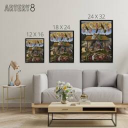 "Artery8 Mystic Nativity Painting Botticelli Black Framed Canvas Wall Art in Green - Size: W12"" x H16""" - thumbnail 4