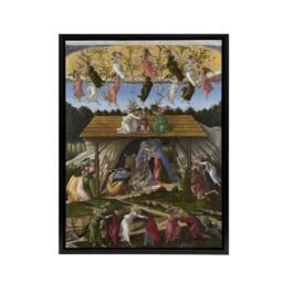 "Artery8 Mystic Nativity Painting Botticelli Black Framed Canvas Wall Art in Green - Size: W12"" x H16""" - thumbnail 1