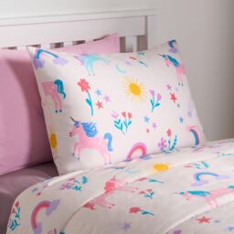 OHS Coverless 10.5 Tog Unicorn Duvet Pillowcase Quilt Travel Soft Bedding Set in Pink - Size: Single - thumbnail 4
