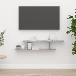 Berkfield Home Wall-Mounted TV Shelf Concrete Grey 125x18x23 cm Engineered Wood - Size: 125 x 18 x 23 cm - thumbnail 2