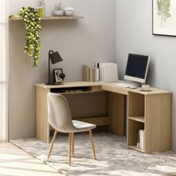 Berkfield Home L-Shaped Corner Desk Sonoma Oak 120x140x75 cm Engineered Wood in Light Tan - Size: 120 x 140 x 75 cm - thumbnail 2