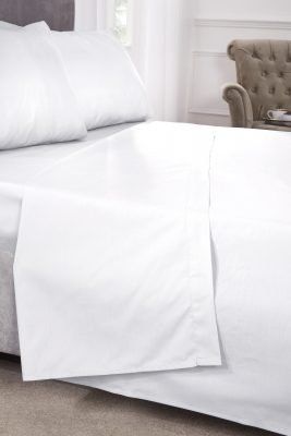New Edge Blinds Percale Collection 180 Thread Count Percale Flat Sheet in White - Size: King - image 1
