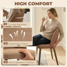 Nordara Brown Dining Chairs Set of 2, Upholstered Kitchen Chairs - Size: 50 cm x 50 cm - thumbnail 6