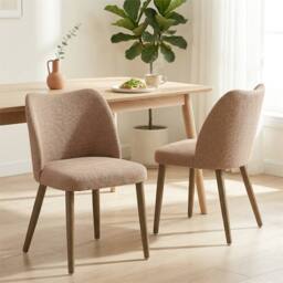 Nordara Brown Dining Chairs Set of 2, Upholstered Kitchen Chairs - Size: 50 cm x 50 cm - thumbnail 4