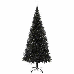 Berkfield Home Lush Christmas Tree with 300 LEDs with Stand Black 210 cm PVC
