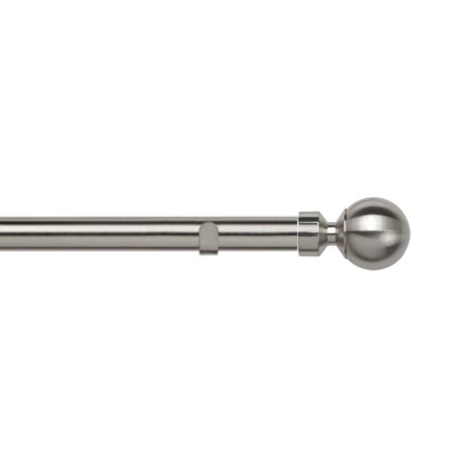 New Edge Blinds 28mm Fixed Length Metal Eyelet Curtain Pole Set - Sphere Finial in Silver - Size: 70 cm - image 1