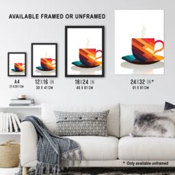 "Artery8 Bold Modern Kitchen Art Coffee Cup Geometric 2D Graphic Design Minimalist Extra Large XL Unframed Wall Art Poster Print - Size: W24"" x H32""" - thumbnail 3