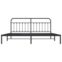 Berkfield Home Metal Bed Frame with Headboard Black 193x203 cm - thumbnail 6