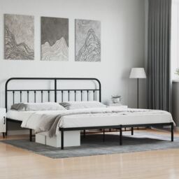 Berkfield Home Metal Bed Frame with Headboard Black 193x203 cm - thumbnail 1