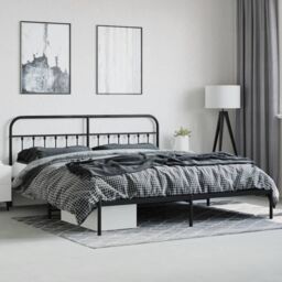 Berkfield Home Metal Bed Frame with Headboard Black 193x203 cm - thumbnail 4