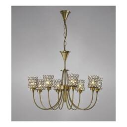 Netlighting Nelson Ceiling Pendant 8 Light Antique Brass Crystal in Bronze - thumbnail 2