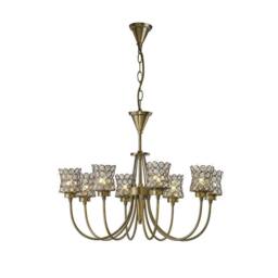 Netlighting Nelson Ceiling Pendant 8 Light Antique Brass Crystal in Bronze - thumbnail 1
