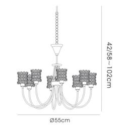 Netlighting Nelson Ceiling Pendant 8 Light Antique Brass Crystal in Bronze - thumbnail 3