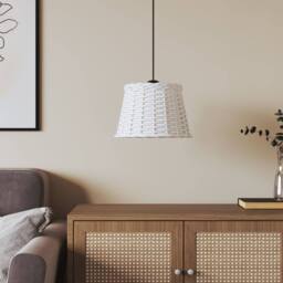 Berkfield Home Ceiling Lamp Shade White √ò25x17 cm Wicker - Size: 25x17 cm