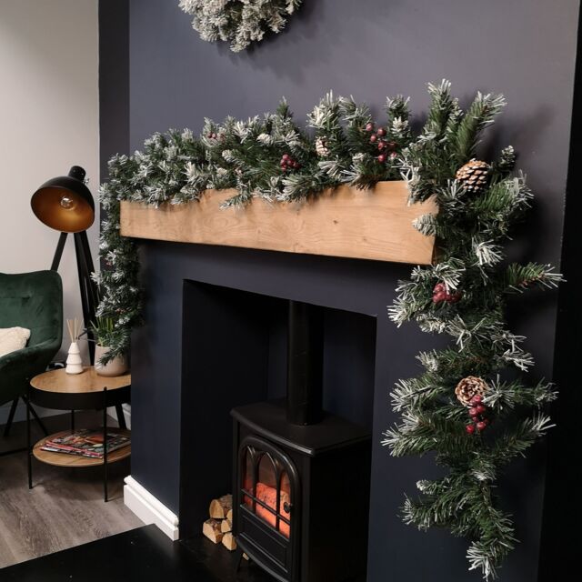 Samuel Alexander 2.7m Green Mixed Needle Christmas Garland with Pine Cones & Red Berries - image 1
