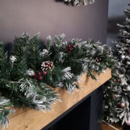 Samuel Alexander 2.7m Green Mixed Needle Christmas Garland with Pine Cones & Red Berries - thumbnail 5