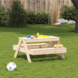 Berkfield Home Picnic Table for Kids 88x97x52 cm Solid Wood Pine in Light Brown - Size: 88 x 97 x 52 cm - thumbnail 3