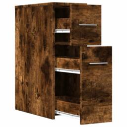 Berkfield Home Narrow Bathroom Cupboard with Wheels Smoked Oak Engineered Wood in Brown - thumbnail 7