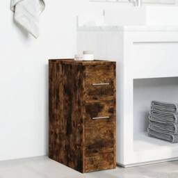 Berkfield Home Narrow Bathroom Cupboard with Wheels Smoked Oak Engineered Wood in Brown - thumbnail 1