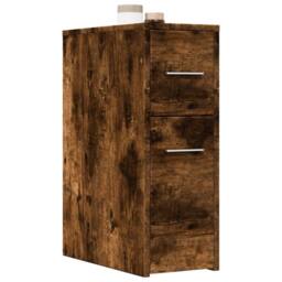Berkfield Home Narrow Bathroom Cupboard with Wheels Smoked Oak Engineered Wood in Brown - thumbnail 2