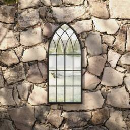 Berkfield Home Garden Mirror Black 70x30 cm Iron for Outdoor Use - thumbnail 1