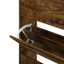 Berkfield Home Shoe Cabinet Smoked Oak 63x24x147 cm Engineered Wood in Brown - Size: 63 x 24 x 147 cm - thumbnail 6