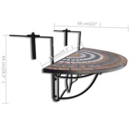Berkfield Home Hanging Balcony Table Terracotta & White Mosaic in Brown - thumbnail 6