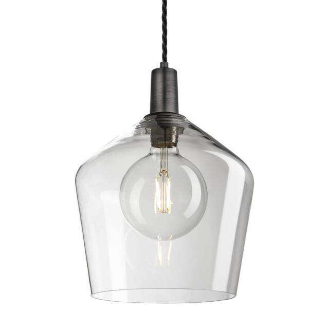 Industville Sleek Clear Glass Schoolhouse Pendant - 10 Inch in Dark Grey - Size: 10 inches - image 1