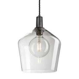 Industville Sleek Clear Glass Schoolhouse Pendant - 10 Inch in Dark Grey - Size: 10 inches