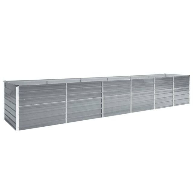 Berkfield Home Garden Raised Bed Galvanised Steel 480x80x77 cm Grey - Size: 480 x 80 x 77 cm - image 1