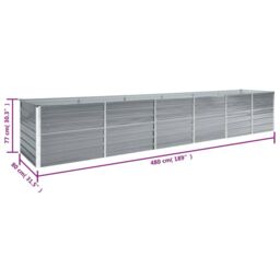 Berkfield Home Garden Raised Bed Galvanised Steel 480x80x77 cm Grey - Size: 480 x 80 x 77 cm - thumbnail 6