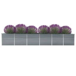 Berkfield Home Garden Raised Bed Galvanised Steel 480x80x77 cm Grey - Size: 480 x 80 x 77 cm - thumbnail 2