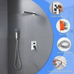 FLAVORA Concealed Thermostatic Shower Mixer Square Chrome in Silver - Size: 180 cm width x 200 cm drop - thumbnail 4