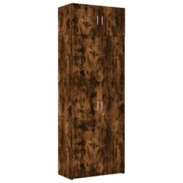 Berkfield Home Storage Cabinet Smoked Oak 80x42.5x225 cm Engineered Wood in Brown - thumbnail 2