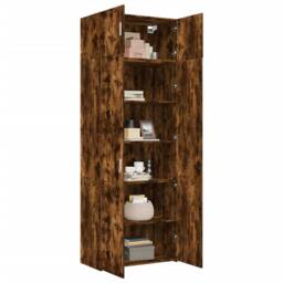 Berkfield Home Storage Cabinet Smoked Oak 80x42.5x225 cm Engineered Wood in Brown - thumbnail 3