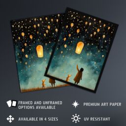 Artery8 Releasing Sky Lanterns With Ted Festival Magic Kids Bedroom Art Large Wall Unframed Art Poster Print Thick Paper 18X24 Inch - thumbnail 2