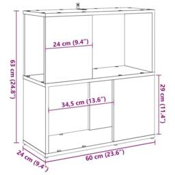 Berkfield Home Decorative Book Cabinet Artisan Oak 60x24x63 cm Engineered Wood in Brown - Size: 60 x 24 x 63 cm - thumbnail 9