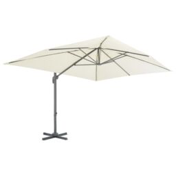 Berkfield Home Outdoor Umbrella with Portable Base Sand in Beige - thumbnail 3