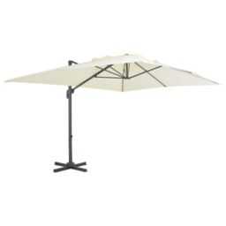 Berkfield Home Outdoor Umbrella with Portable Base Sand in Beige - thumbnail 2