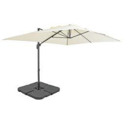 Berkfield Home Outdoor Umbrella with Portable Base Sand in Beige - thumbnail 1