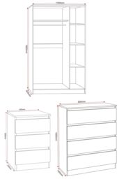 Seconique Malvern 3 Door Wardrobe Bedroom Set in White - thumbnail 6