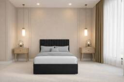 "Chester & Oakley Lorenzo Plush Divan Bed Base 2 Drawers Foot-End - 54"" Headboard in Black - Size: King" - thumbnail 1