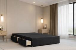 "Chester & Oakley Lorenzo Plush Divan Bed Base 2 Drawers Foot-End - 54"" Headboard in Black - Size: King" - thumbnail 6