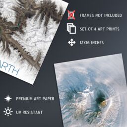 Artery8 Wall Art Print Pack of 4 NASA Our Solar System The Sun & Planet Earth Images from Space Kamchatka Volcanoes Glaciers Living Room s Set - thumbnail 4