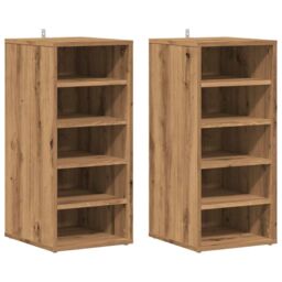 Berkfield Home Shoe Cabinets 2 pcs Artisan Oak 32x35x70 cm Engineered Wood in Brown - Size: 32 x 35 x 70 cm - thumbnail 2