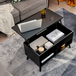 Costway Lift Top Coffee Table Modern Wooden Lift Top Dining Cocktail Table Living Room in Black - thumbnail 5