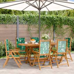Berkfield Home Reclining Garden Chairs 6 pcs Green Fabric & Solid Wood - thumbnail 2