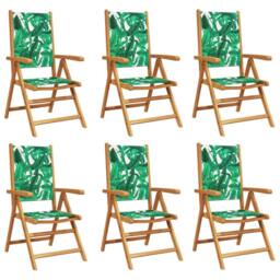 Berkfield Home Reclining Garden Chairs 6 pcs Green Fabric & Solid Wood - thumbnail 3