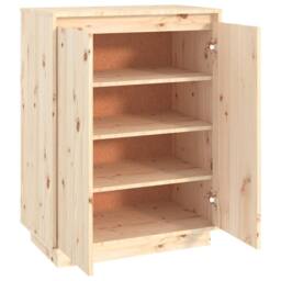 Berkfield Home Shoe Cabinet 60x35x80 cm Solid Wood Pine in Light Tan - Size: 60 x 35 x 80 cm - thumbnail 7