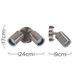 ValueLights Barrow Pair of 2 Way Silver Outdoor Wall Downlight - thumbnail 6